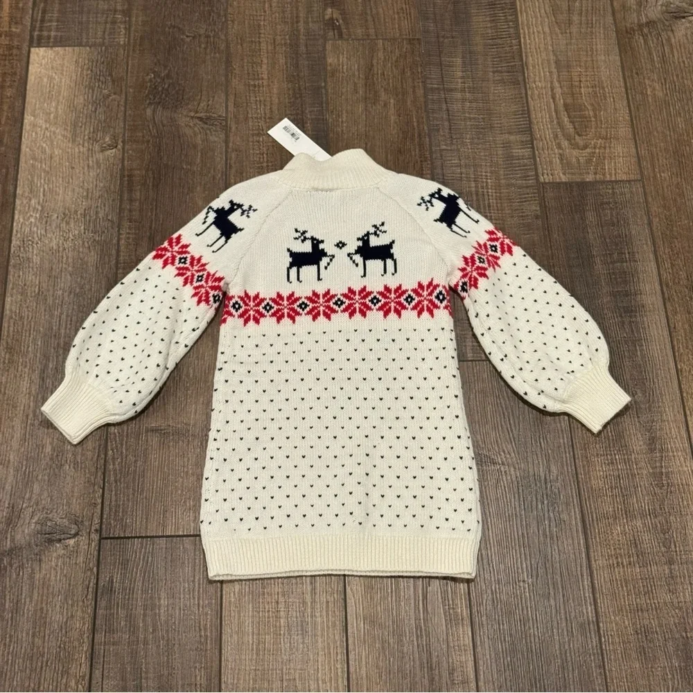 New Janie and Jack Toddler Fair Isle Reindeer Holiday Christmas Sweater Dress 2T